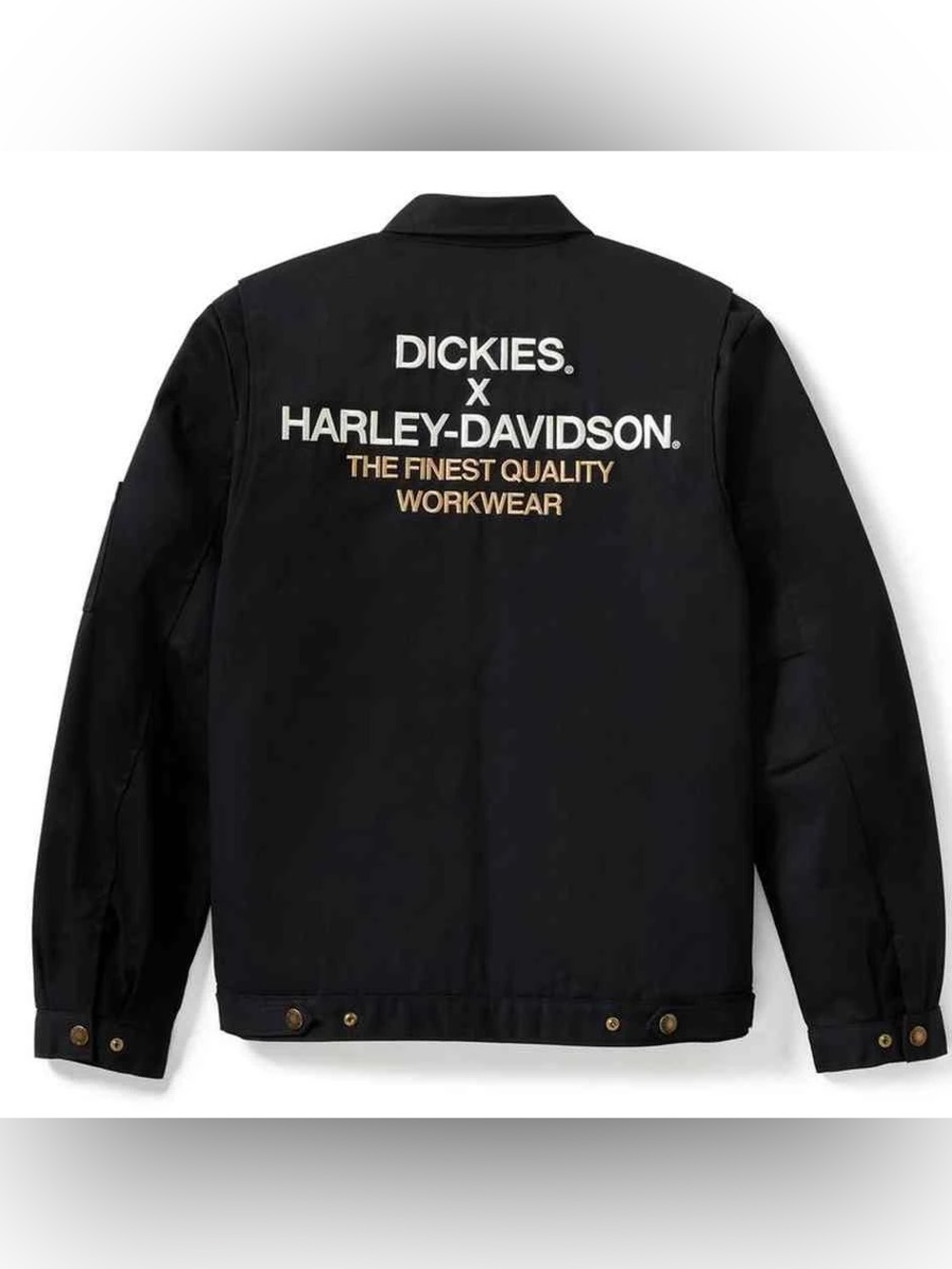 Dickies x Harley Davidson Bomber Jacket Black Yellow Trim Embroidered Size M